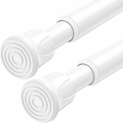Zipglo 2 Stück Ausziehbare Gardinenstange ohne Bohren, Weiß - 70-130 cm Teleskopstange