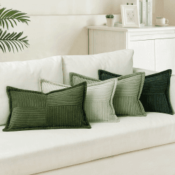 MIULEE 4er Set Kordsamt Kissenbezüge 🛋️🌿 40x60 cm, 4 Stück Green Series