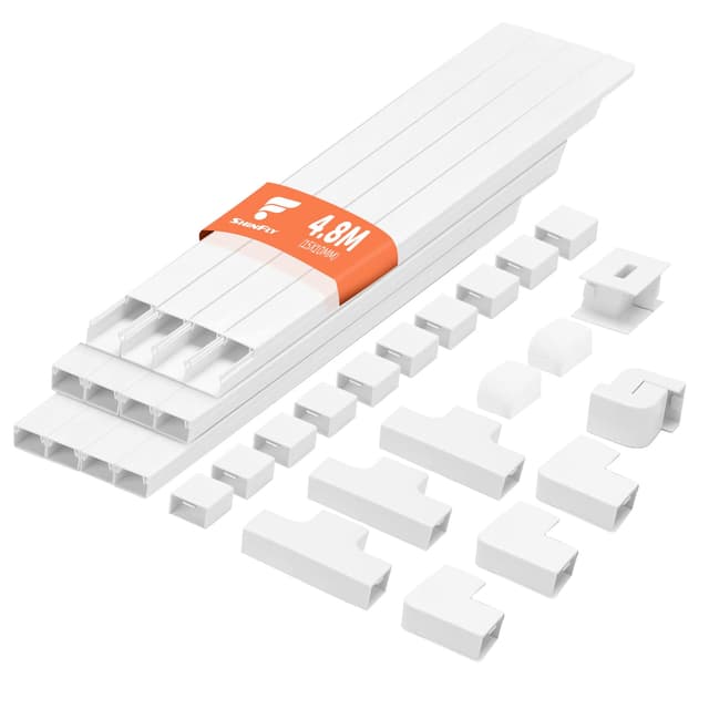 🔌 shinfly 4,8 m Kabelkanal Weiß Selbstklebend 🛡️ TV - 15x10 mm 40cm(L) x 15mm(B) x 10mm(H)