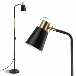 OUSFOT Leselampe Stehlampe Wohnzimmer mit Höhe 146cm 230V E27 Max 40W Retro Stehleuchte 🌟 Schwarze Leselampe für Büro, Schlafzimmer