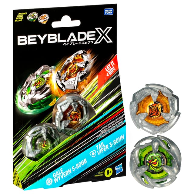 Hasbro Beyblade X Gale Wyvern 5-80GB und Tail Viper 3-80HN Kreisel Dual Pack