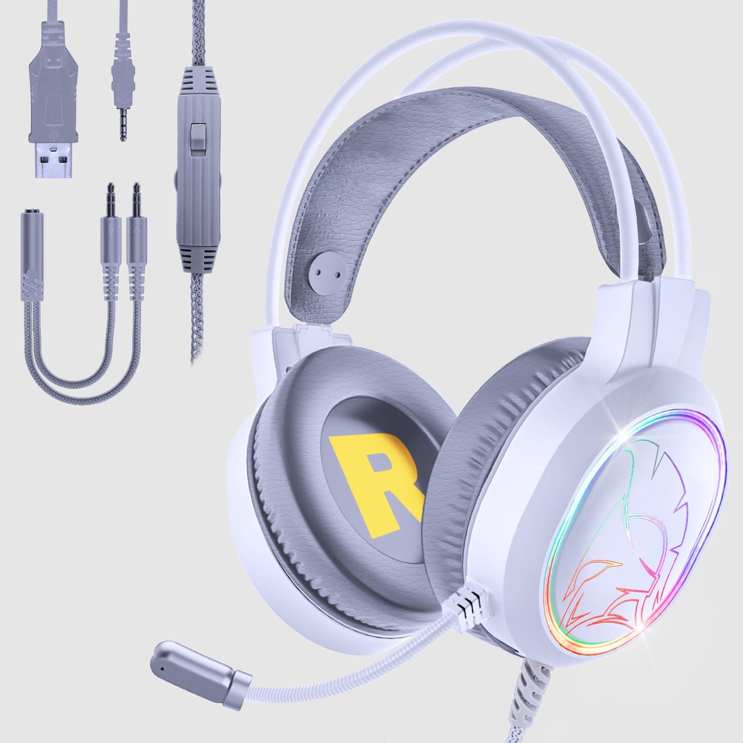 Empire Gaming - Icarus S17 Gaming-Headset für PS5, PS4, Xbox One/Serie, PC, Mac, Smartphones, Tablets, Fernbedienung, HD-Stereo-Sound, Flexibles Mikrofon, Weiß 🎮🎧