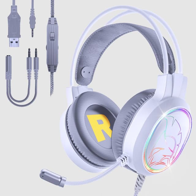 Empire Gaming - Icarus S17 Gaming-Headset für PS5, PS4, Xbox One/Serie, PC, Mac, Smartphones, Tablets, Fernbedienung, HD-Stereo-Sound, Flexibles Mikrofon, Weiß 🎮🎧