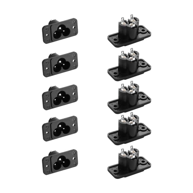 🔌🔋 PNGKNYOCN C6 Panel Mount Plug Adapter, AC 250V 2.5A 3Pin IEC C6 Inlet Modul Stromanschluss Buchse gerade （10-Pack）