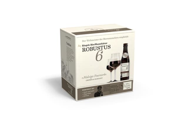 🍺 Riegele Geschenkbox Robustus 6 - Malziges Feuerwerk - Craft Beer aus Bayern (8 x 0,33l) 🎁