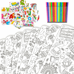 DPKOW Ausmal Geschenkpapier Einschulung, 8 Schulanfang Geschenkpapier Kinder 🌈📚🦄