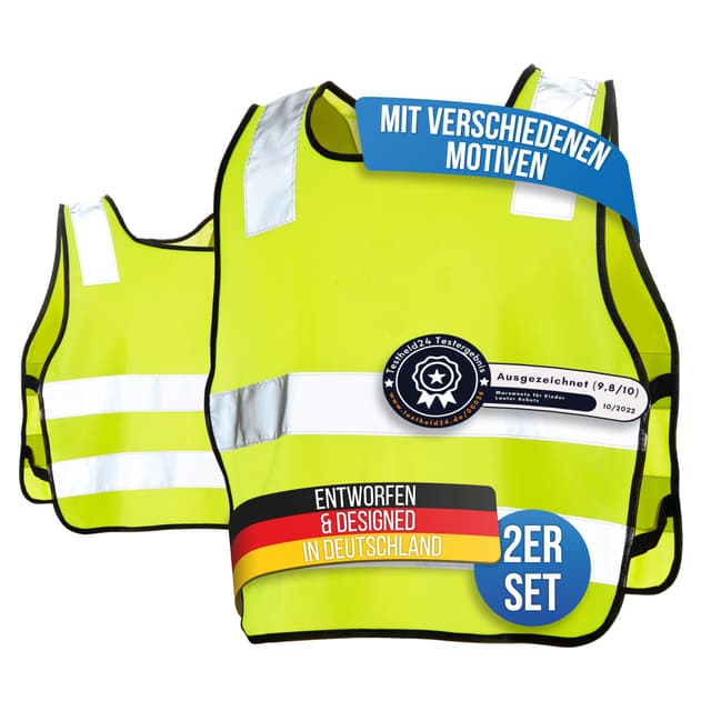 🌟 Warnweste Kinder (3-12 Jahre) Sicherheitsweste [2 Stück] - Angebot!
