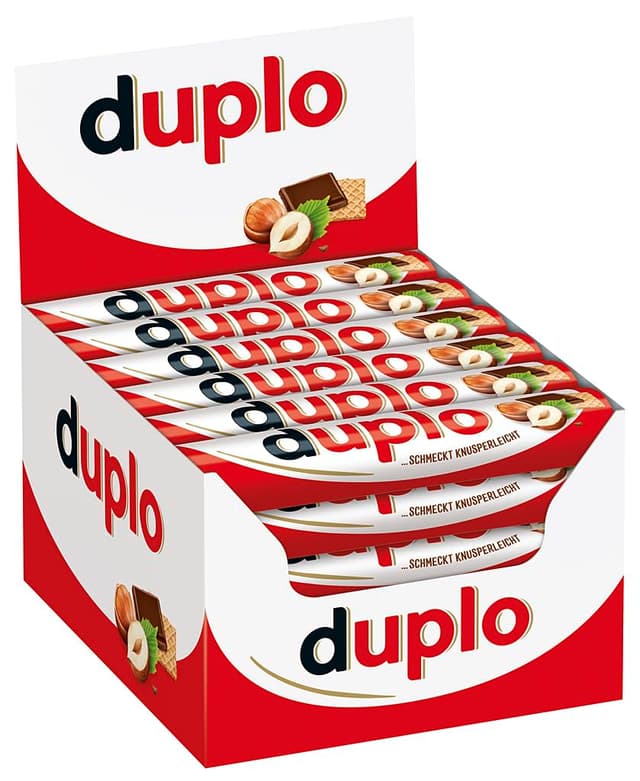 🍫 Duplo Einzelriegel - Schmeckt knusperleicht - 1 Packung mit je 40 Einzelriegeln (40 x 18,2 g) Milchschokolade 40 x 18,2 g
