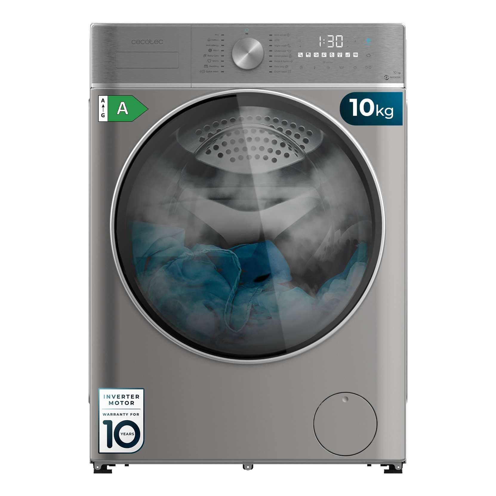 Angebot: Cecotec Frontlader-Waschmaschine 10 kg Bolero DressCode 10800 Inverter Steel A