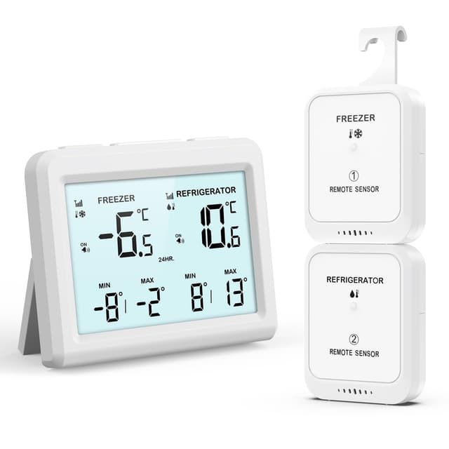 ORIA Digitales Kühlschrankthermometer mit 2 kabellosen Sensoren 🌡️❄️