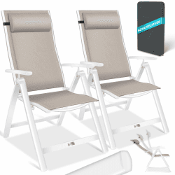 🌟 Kesser® Gartenstuhl Hochlehner 2er Set mit Armlehnen & Kopfkissen 🪑