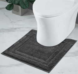 Decomira Badematte rutschfest WC Vorleger mit Ausschnitt | Badezimmer-Teppich Set | Waschbar & Sicher | Dunkelgrau 45x45 cm Angebot bei HelloDeals