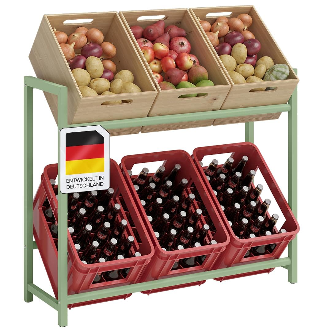 🥤 STEELSØN Macondo Getränkekistenregal für 6 Kisten - Stabiles & Platzsparendes Getränkeregal - Mintgrün