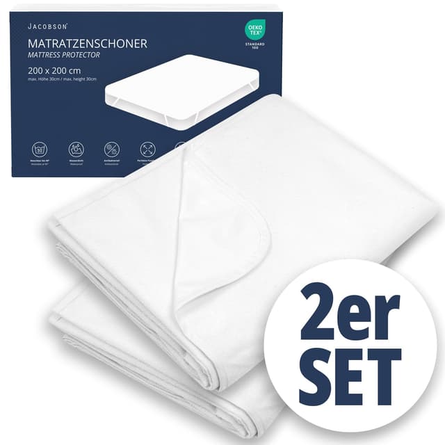 🛏️ JACOBSON Matratzenschoner 200x200 cm - 2er Set - Wasserdichte Matratzenauflage