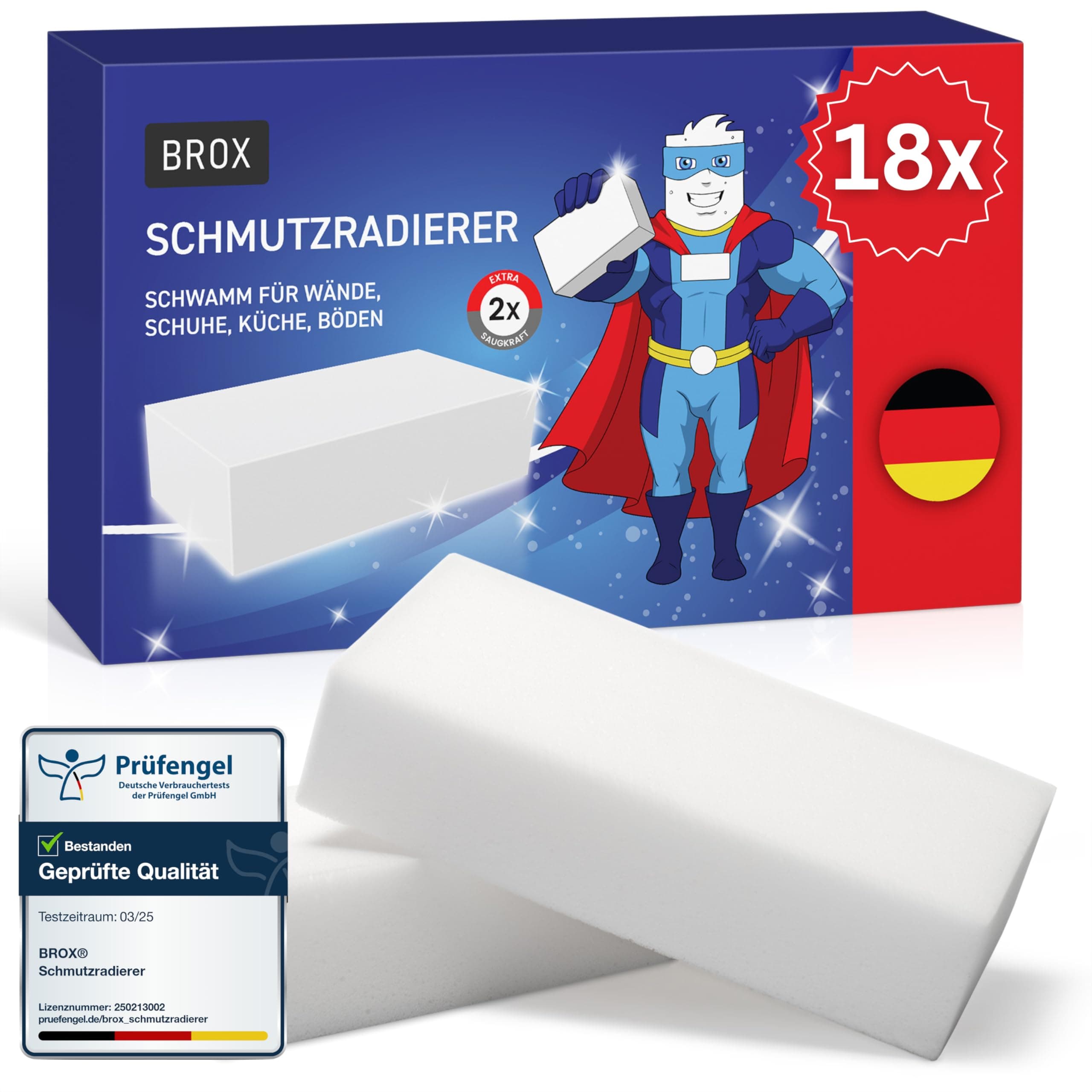 🌟 DEAL: BROX® Schmutzradierer - 18 Schwämme - Radierschwamm für Haushalt, Schuhe & Auto 🌟