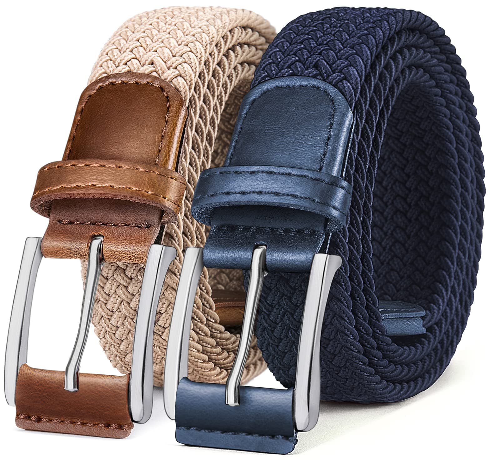 BULLIANT Elastischer Flechtgürtel 2er Blau 🌟 Golfgürtel 35mm 125cm/42"-46" einstellbar
