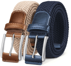 BULLIANT Elastischer Flechtgürtel 2er Blau 🌟 Golfgürtel 35mm 125cm/42"-46" einstellbar