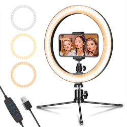🌟 AIXPI LED-Ringlicht 10 mit Stativ und Telefonhalter für Live-Streaming und YouTube-Videos 📸 Angebot bei HelloDeals