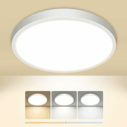 Slochi LED Deckenlampe Flach, 3Farben - 3000K/4000K/6500K, IP44 Wasserfest, Ø18CM Weiß 1 Stücke 18cm Angebot bei HelloDeals