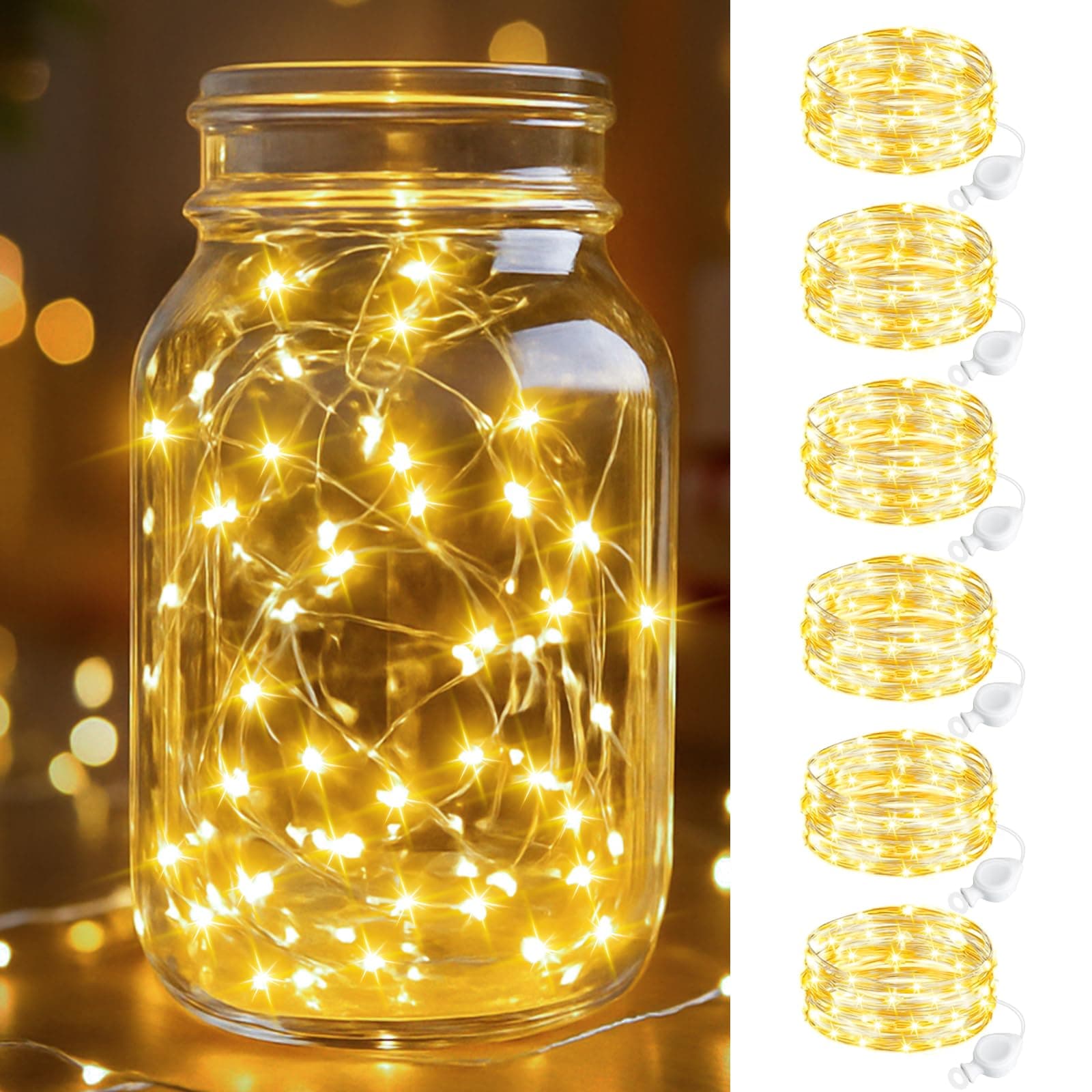🌟 Btfarm 6 Stück LED Lichterkette mit Batterie Klein, 2M 20LED Mini Lichterkette Batteriebetrieben 🌟
