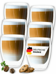 LAPRESO® Latte Macchiato Gläser doppelwandig 6er Set 350ml - Modernes Design 🥛☕