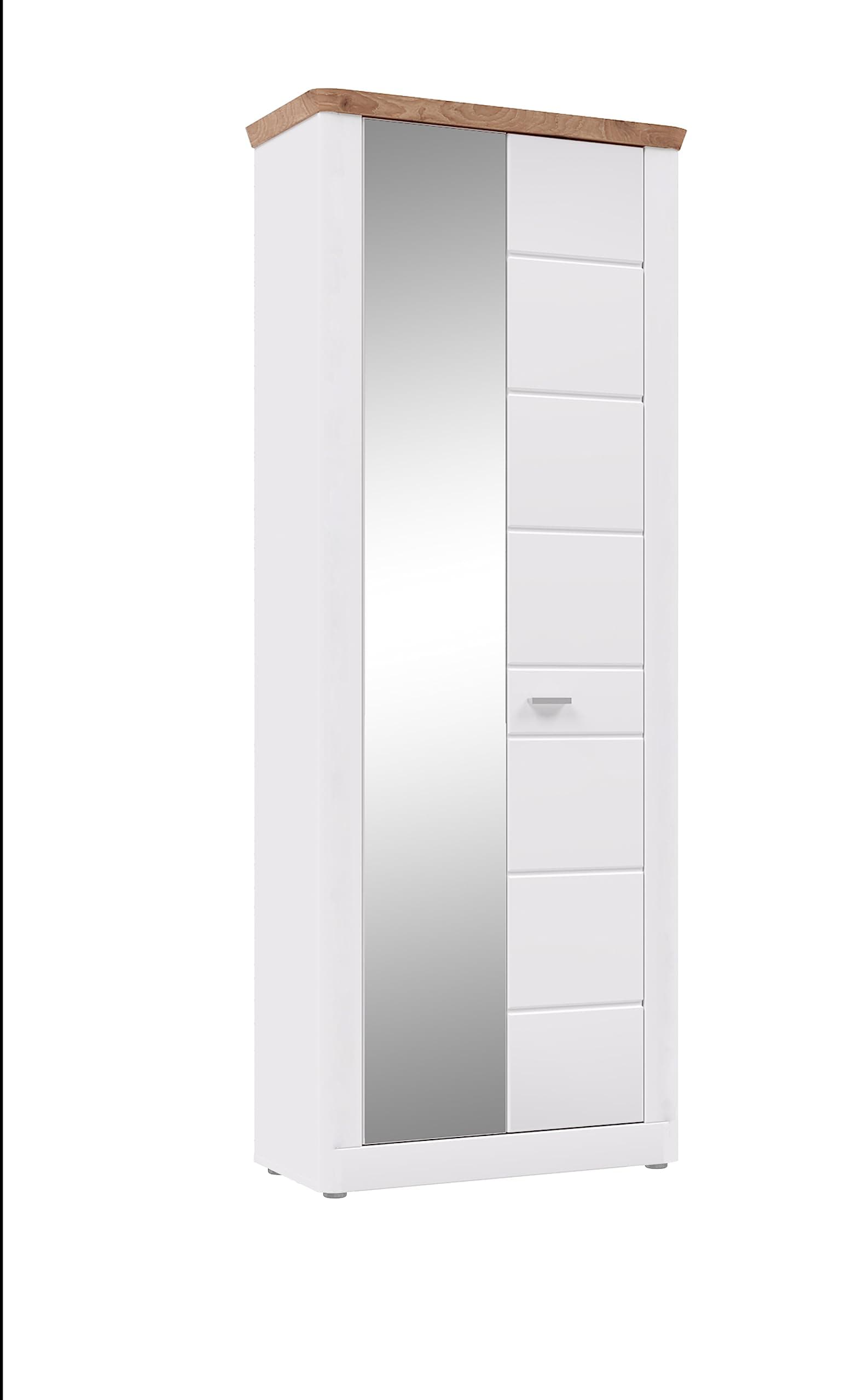 Xonox.home Garderobe Michigan X1FC1613 | Weißer Garderobenschrank mit Viking Oak Nb | 79x204x37 cm 🌟
