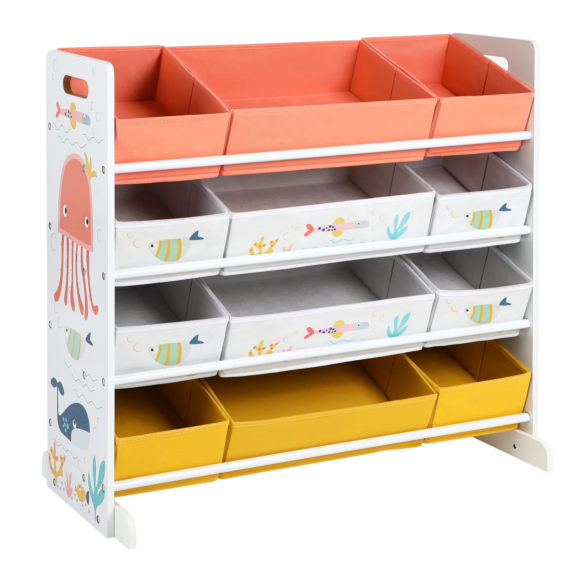 🌟 SONGMICS Spielzeugregal mit 12 Stoffboxen für Kinderzimmer - Weiß GKRS04WT