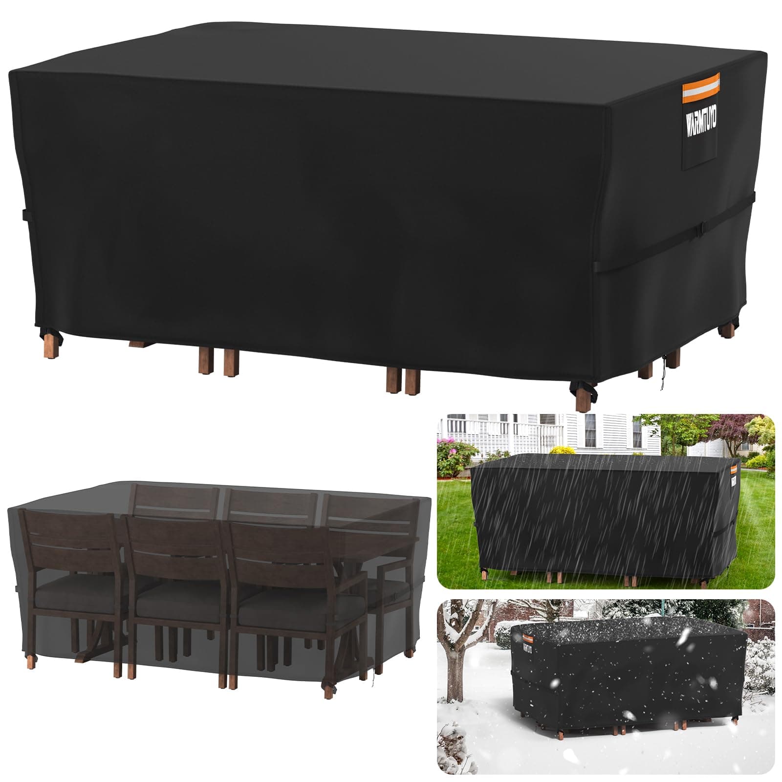 WARMTUYO Abdeckung Gartenmöbel Winterfest ❄️🌿 Wasserdicht Schutzhülle Anti-UV 420D Oxford Gewebe