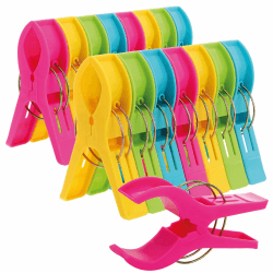 🏖️🌈 com-four® 16x Strandtuchklammern Gross für Sonnenliegen, Stühle, Liegen und Geländer - XXL Wäscheklammer für Jacken und Decken - Klemme für DIY-Projekte - Beach Towel Clips (16 Stück - 4 Farben)