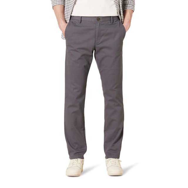 👖 Amazon Essentials Herren Knitterfreie Flatfront-Chinohose in schmaler Passform 38W / 34L Dunkelgrau - Angebot