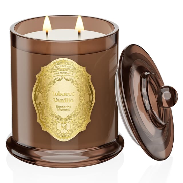 M&SENSE Duftkerze Große 2-Docht Sojakerzen| Tobacco Vanille Duftkerzen im Glas|12.7oz 360g Natürliches Sojawachs|70 Stunden Brenndauer