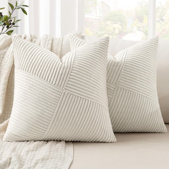 MIULEE Kissenbezug 50x50 Creme Kordsamt 2er Set 😍🛋️