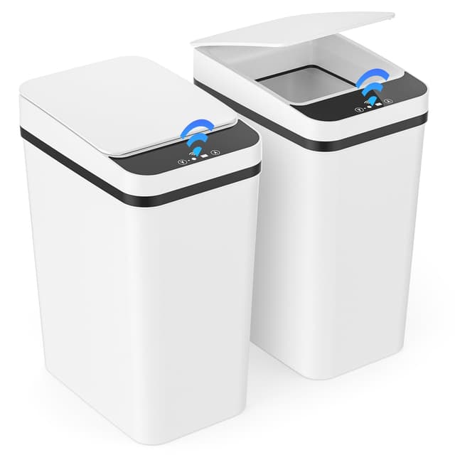 🗑️ Gaethra 2er Set Mülleimer mit Sensor | Automatischer Elektrischer Deckel | Leise Wasserdicht Intelligenter Abfallbehälter