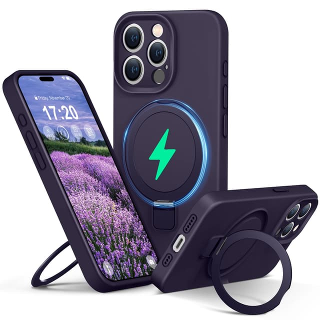 PuyaTeya Liquid Silicone Hülle für iPhone 15 pro MAX mit Magnetisch Ring Ständer 📱