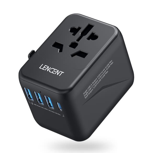 LENCENT Reiseadapter Weltweit mit USB Anschlüssen und Typ-C-Ladung 🌍🔌