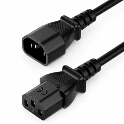 🔌 deleyCON 3,0m Kaltgerätekabel Verlängerung - IEC C13 auf C14 - Schwarz 3 M ⚡