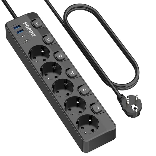 9-in-1 Steckdosenleiste mit USB und Überspannungsschutz