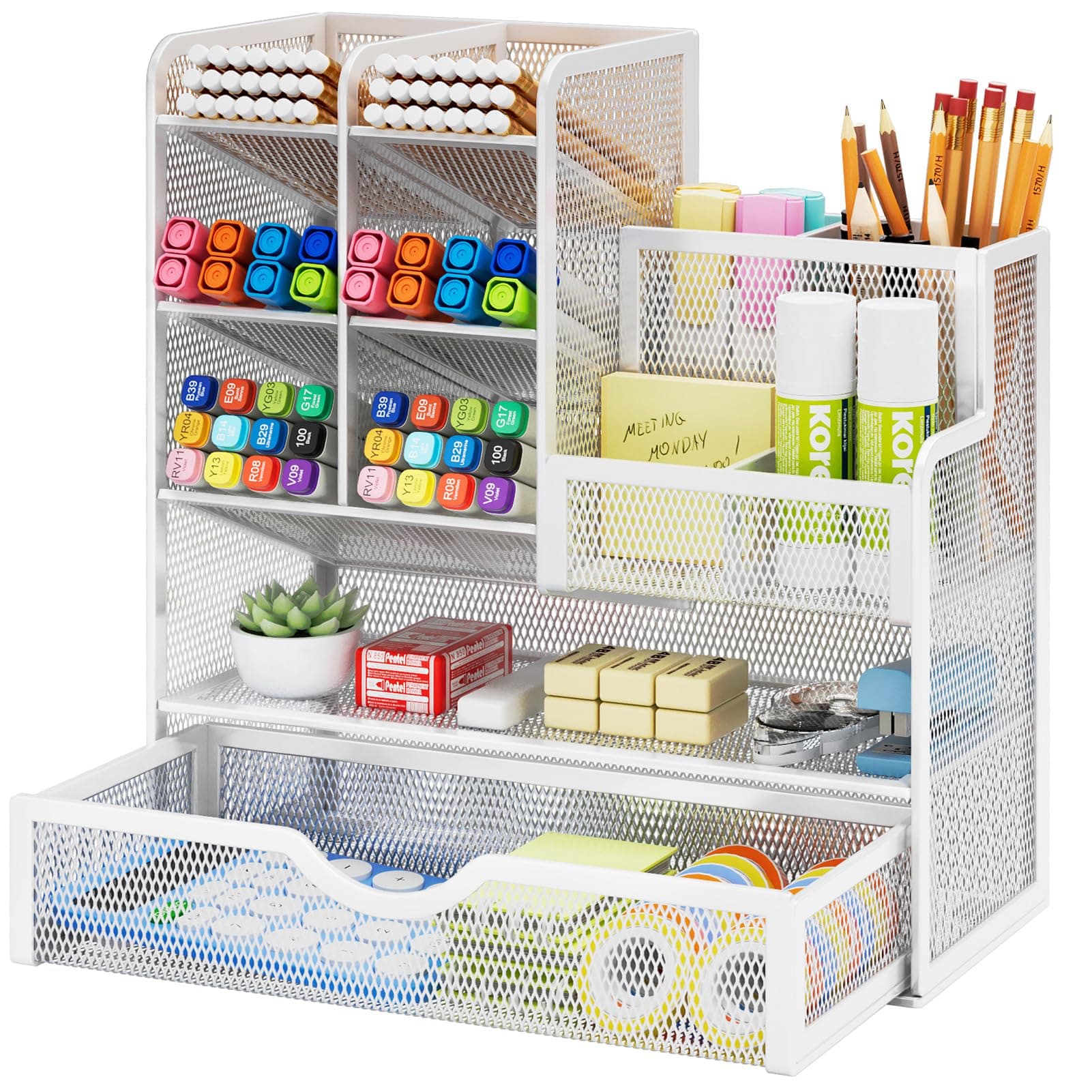 Marbrasse Netz Schreibtisch-Organizer mit Stiftehalter und Schublade 📎