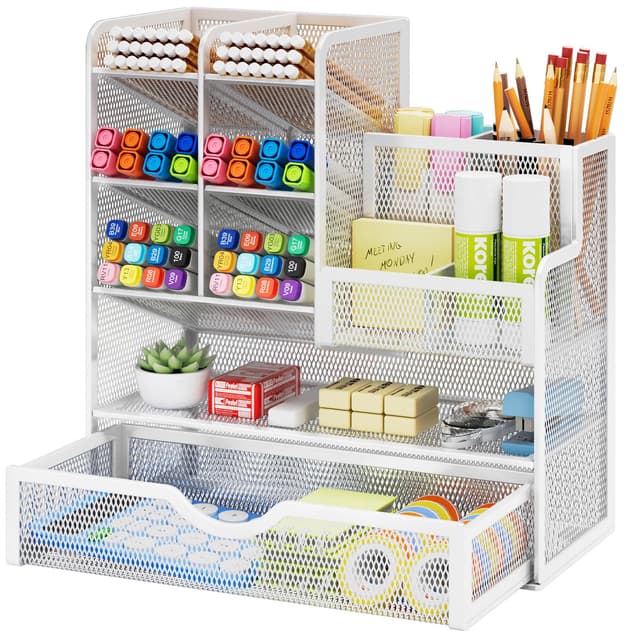Marbrasse Netz Schreibtisch-Organizer mit Stiftehalter und Schublade 📎