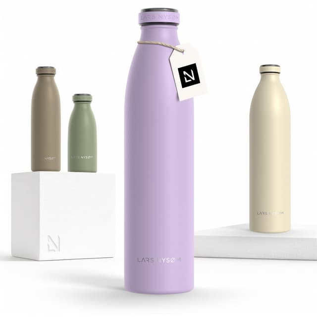 LARS NYSØM Edelstahl Trinkflasche 1000ml - Lavender Purple 💧🎁