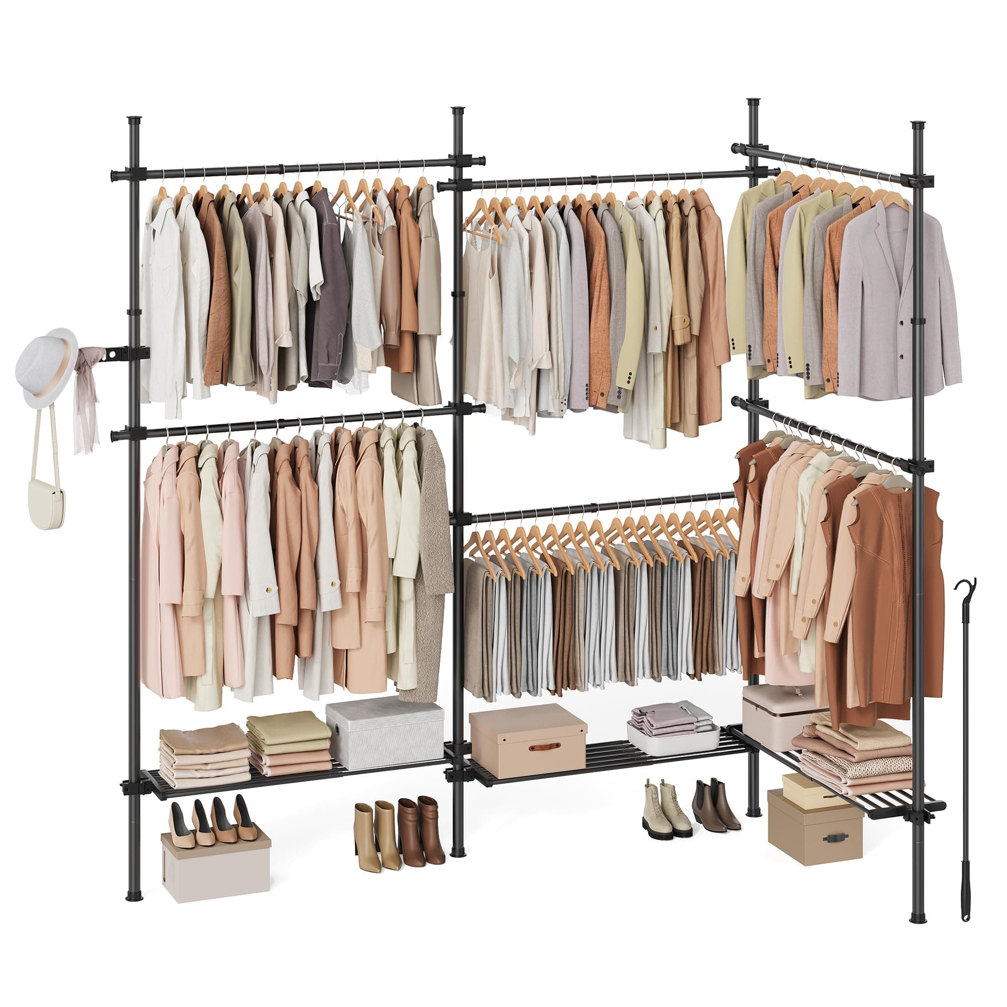 👗👒 SONGMICS Teleskopstange Kleiderständer: 3-stufige Garderobe in mattschwarz