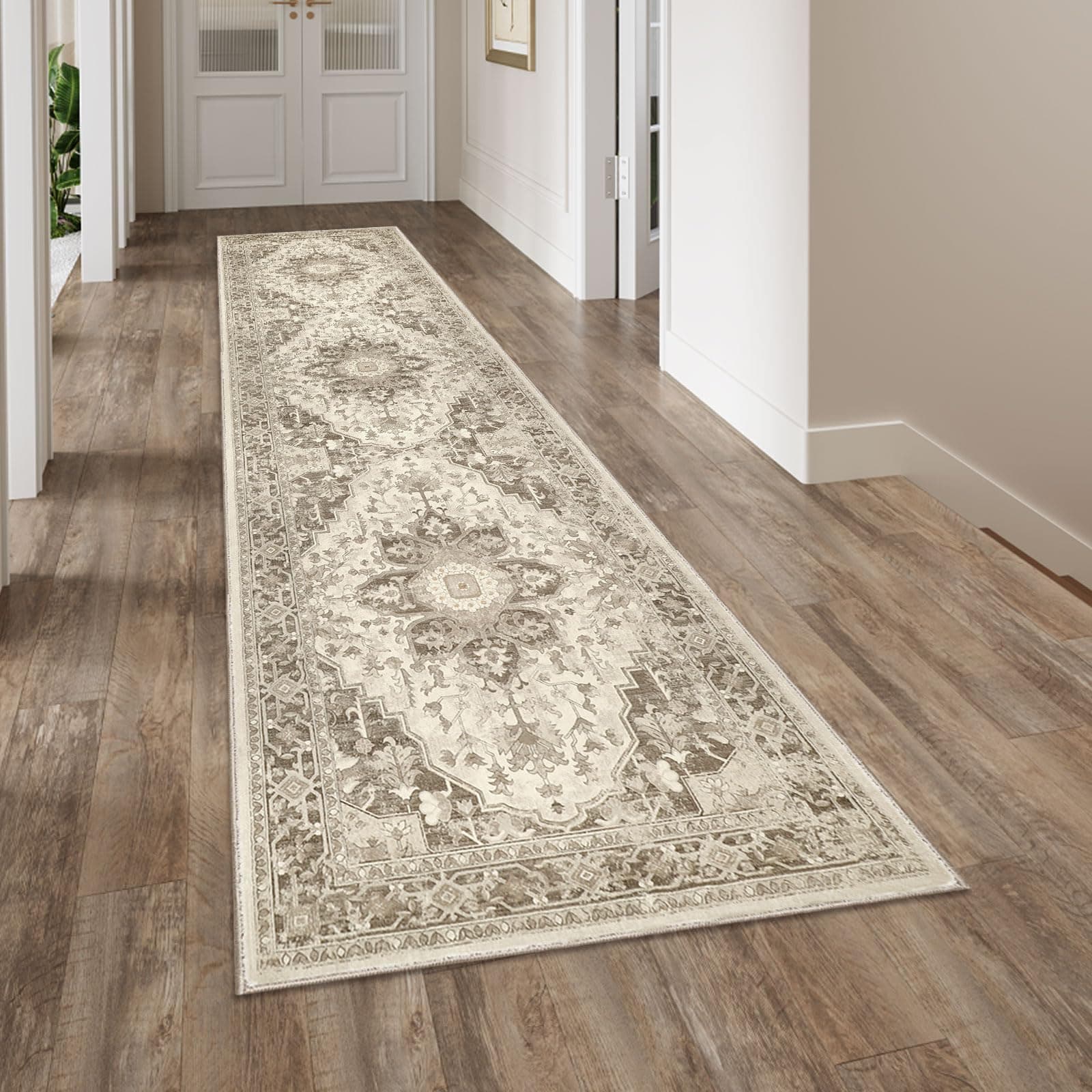 Homcomodar Boho Teppich Läufer Flur 80x300cm rutschfest Küche Läufer Teppiche Waschbar Flur Teppich Läufer für Küche Schlafzimmer Eingang Waschküche(Taupe) 80x300cm Taupe 🏡🛋️