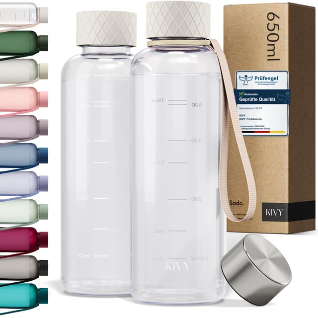 🌟 KIVY Trinkflasche 650ml [BPA FREI] - Auslaufsicher & Spülmaschinenfest 🌿