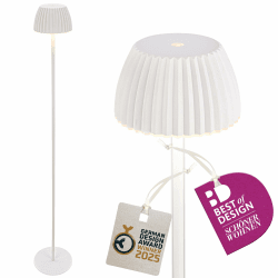 BRILONER - Riffle LED Stehlampe kabellos IP44 mit Touch, dimmbar, Memoryfunktion, Akku tauschbar, Akku Stehleuchte, Leselampe, Wohnzimmerlampe, German Design Award Winner 2025