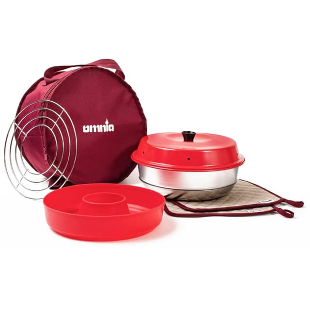 OMNIA Ofen Kit mit Zubehör - Set mit Campingofen, Silikonform, Aufbackgitter, Tasche und Topflappen, Beige Single 🍞🥖🥘