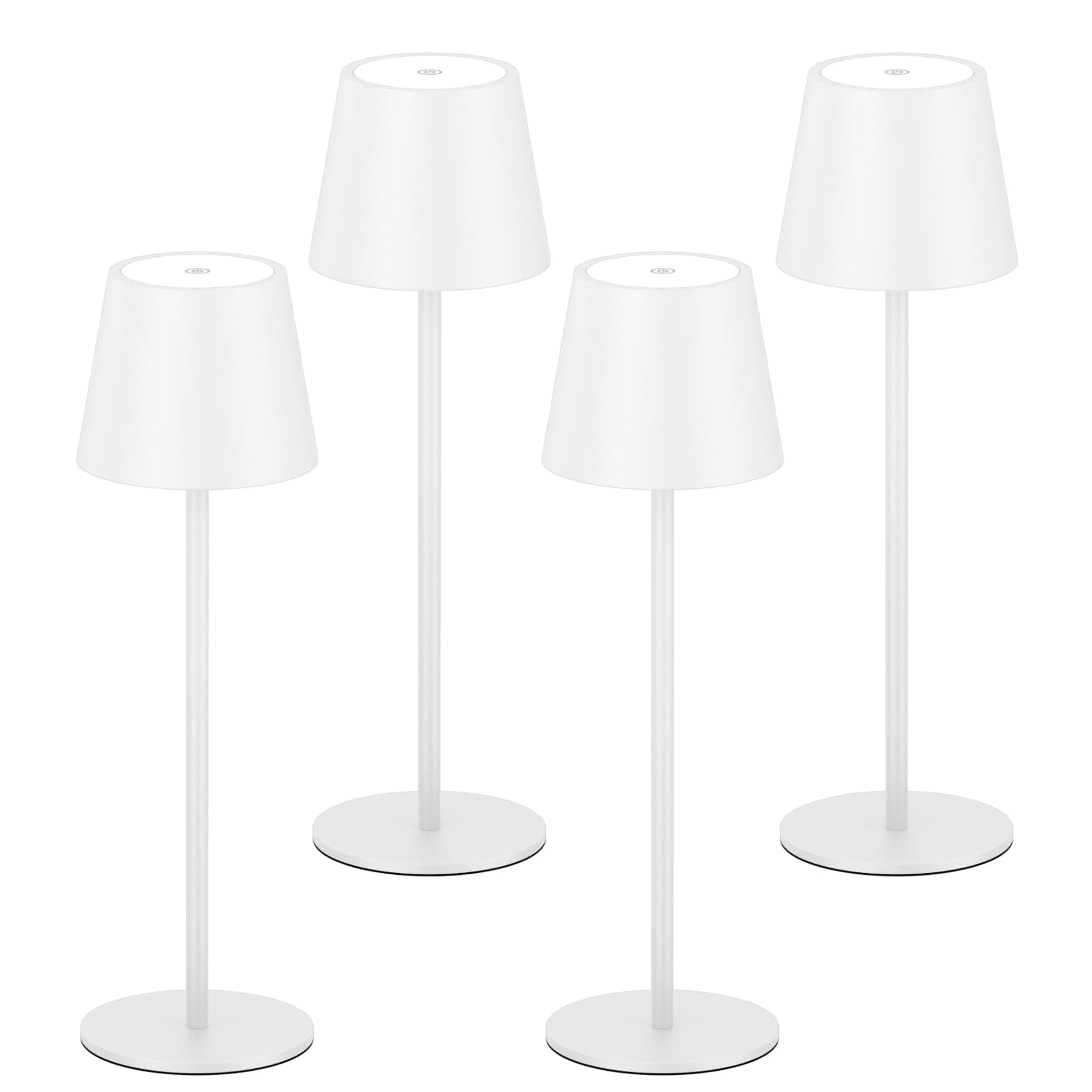 K-Bright 4 Stück LED Dimmbare Akku Tischlampe Kabellose, Wiederaufladbar 2700K Warmes Licht led Tischlampe, Tischleuchte mit USB-C, IP54 Wasserdichte, weiß