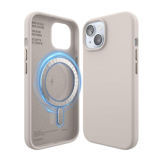 elago Magnetische Silikonhülle Kompatibel mit iPhone 15 Hülle Taupe 📱🔒