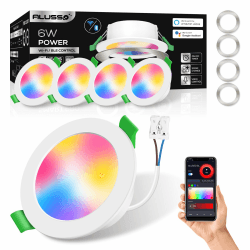 ALUSSO 4 Stück WIFI Einbaustrahler Led,6W 600LM 3000K-6500K Dimmbar mit APP Alexa