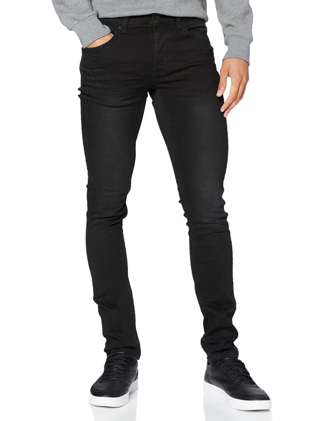 👖 Nur & Söhne Herren Slim Fit Jeans ONSLOOM Mid Rise Slim Fit Jeans 32W / 32L Schwarz
