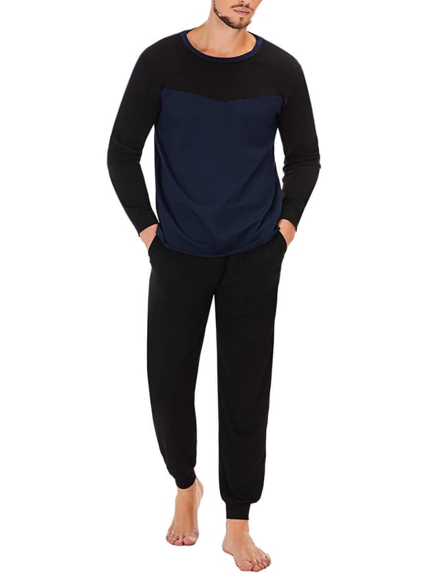 🌙 Marvmys Schlafanzug Herren Lang Baumwolle Winter Sleepwear Pyjamaset 🌟